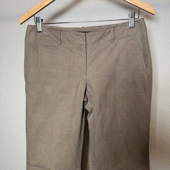 Women's Theory Brown Plaid Flat Front Demi Flare Bootcut Dress Pants Size 4 - Picture 3 of 10